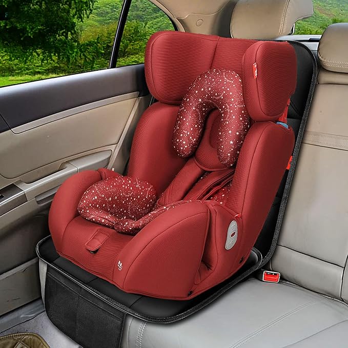 Car Seat Protector 1 Pack Car Seat Cushion Mat Thickest Padding,Waterproof 600D Fabric Car Seat Covers for Non-Slip Backing Mesh Pockets for Baby and Pet (Gray, 1 Pc)