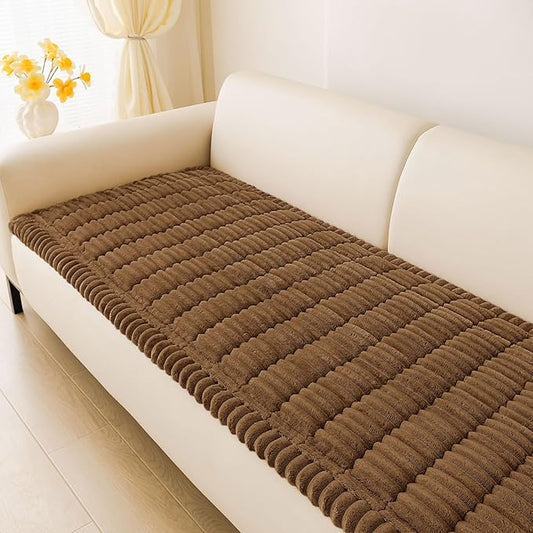 hyha Couch Covers for Dogs Washable, Non Slip Plush Dog Sofa Protectors, Fuzzy Pet Couch Covers for 3 Cushion Sofa Pet Friendly (Brown, 27.6" x 82.7")