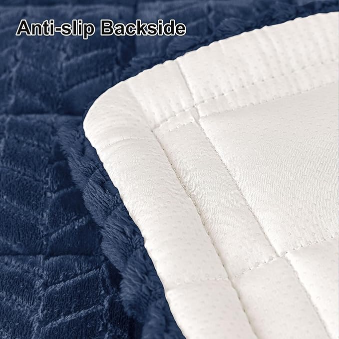 Smiry Non Slip Couch Armrest Covers for Dogs, Fuzzy Pet Couch Arm Covers for Sofa Pet Friendly, Soft Sofa Slipcovers Recliner Chair Arm Protector Washable (Navy, 35.4" x 35.4")