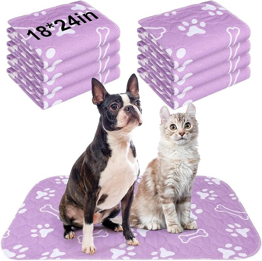 BEAUTYZOO 8 Pack Washable Pee Pads for Dogs, Reusable Puppy Pads for Potty Training, Waterproof Super Absorbent Whelping Pads Mats Non Slip Against Urine for Small Medium Dogs Cats, 18" x 24"