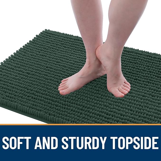 OLANLY Dog Door Mat for Muddy Paws 70x46, Ultra Absorbent Chenille Mud Doormat, Non-Slip Washable and Dirt Trapping Doormat for Indoor Entryway, Quick-Dry Indoor Pet Bed Mats for Dogs, Blackish Green