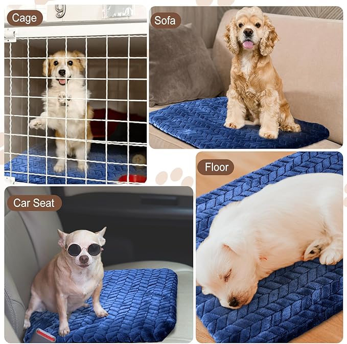 Drydiet 4 Pack Self Heating Cat Pad 16 x 20 Inch Self Warming Cat Bed Non Slip Warm Dog Pad Mat Washable Pet Kennel Crate Bed Mat for Indoor Outdoor Pets(Navy Blue,16 x 20 Inch)