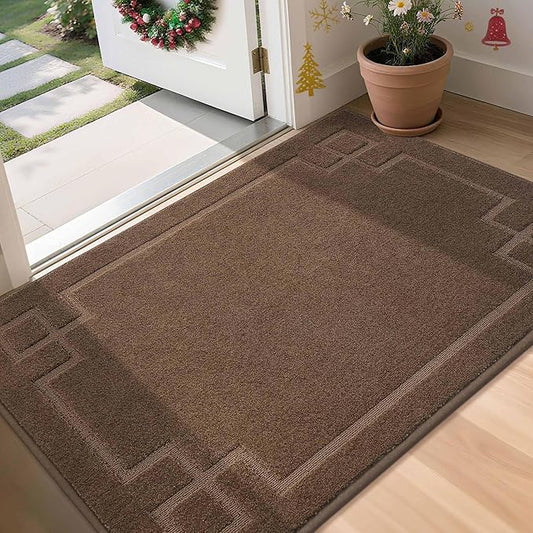 BEQHAUSE Door Mat 36" x 60", Non-Slip Door Mats Indoor Entryway Rugs Washable Low-Profile Absorbent and Stain Resist Floor Mats, Dog Door Mat for Front Back Door, Muddy Wet Shoes & Paws, Brown