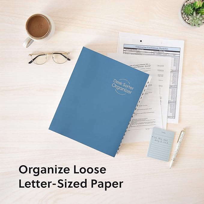 Smead Expandable Office Desk File Sorter, Office Supplies, Alphabetic (A-Z) Desk Organizer, 20 Indexing Dividers, Laminated Tabs, Letter Size, Dark Blue, Office Desk Accessories (89282)