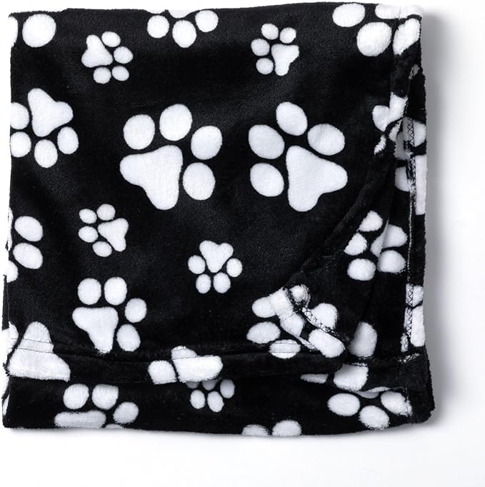 Pet Dog Cat Blanket Ultra Soft Cozy Fleece Paw Print Design Machine Washable Durable for Crates Beds Sofas Travel (Argyle Paws, Large)