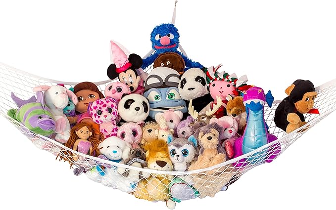 Stuffed Animal Hammock XL | Corner Stuffed Animal Storage & Plushie Net | Extra Large Toy Hammock for Stuffed Animals | Easy Hang, Hardware Included | White Bedroom Decor | by Lilly's Love