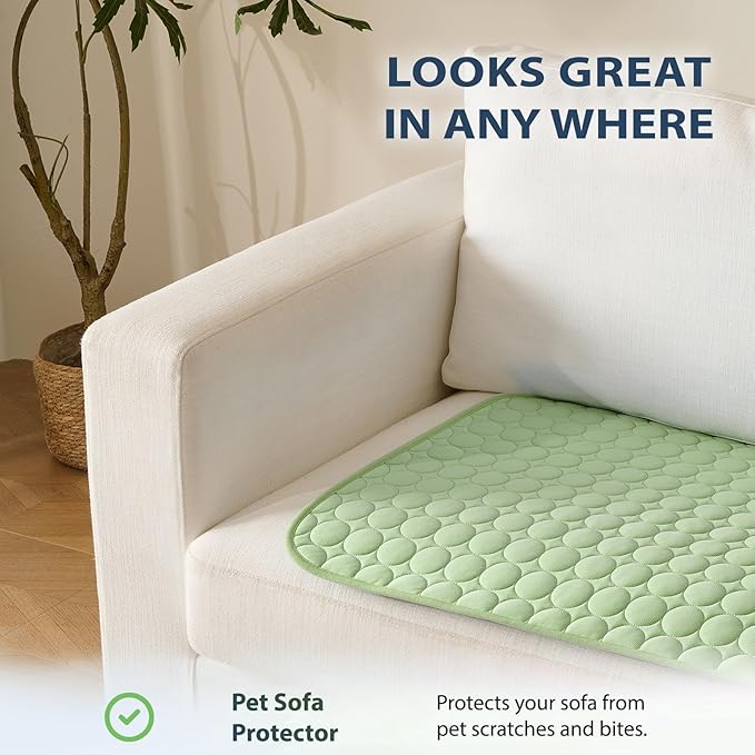 MICROCOSMOS Summer Cooling Mat & Sleeping Pad- Water Absorption Top, Materials Safe, Easy Carry, EZ Clean. Keep Cooling for Pets, Kids and Adults.(Green, 40" x28")
