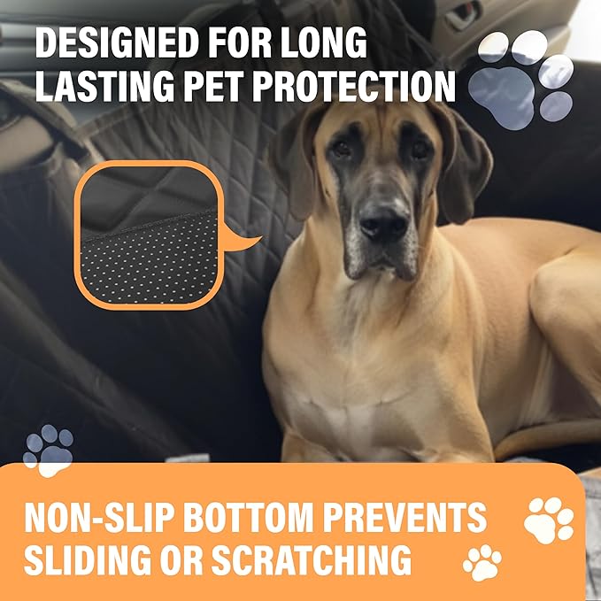 Active Pets Dog Car Seat Cover for Back Seat, Waterproof Pet Protection Hammock, SUV Truck Car Backseat Protector with Safety Features, XL, Orange