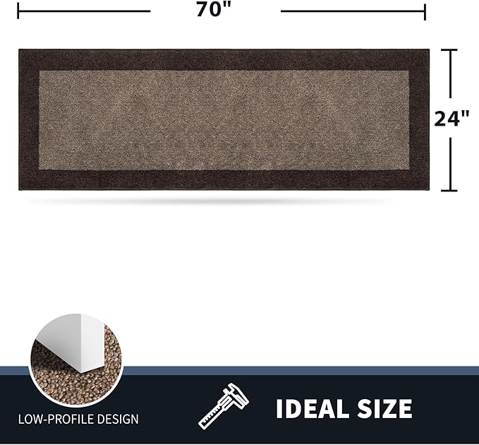 PURRUGS Dirt Trapping Door Mat 24" x 70", Non-Slip Machine Washable Entry Rug, Entrance Mat, Indoor Front Door Mat, Super Absorbent Entryway Rug for Muddy Shoes & Paws, Grayish Brown & Coffee