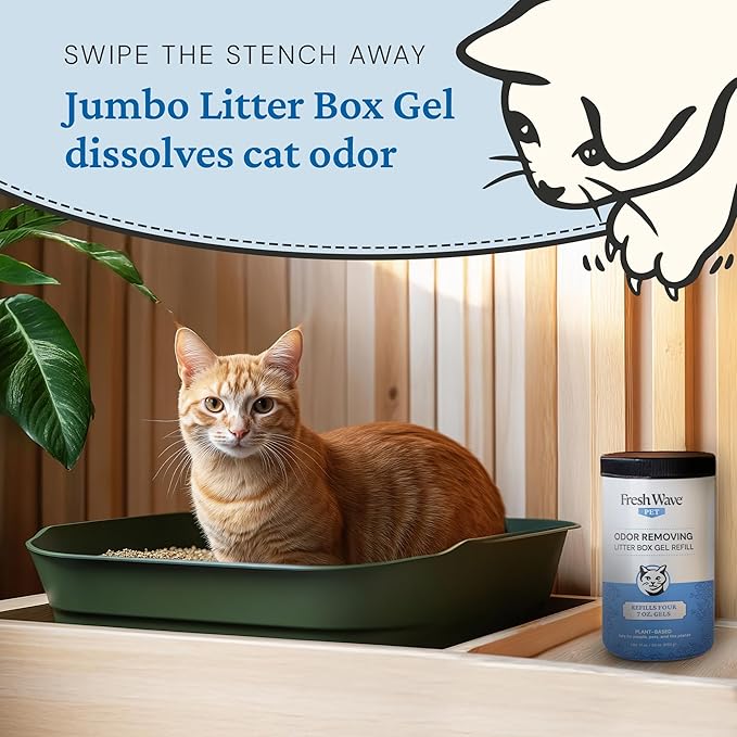 Fresh Wave Odor Removing Litter Box Jumbo Gel, 30 oz. | Safer Pet Odor Eliminator for Home and Litter Box Area