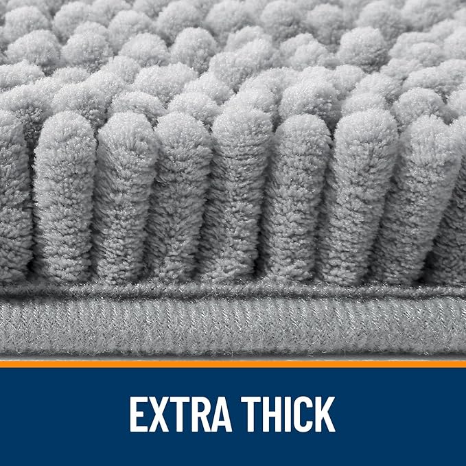 OLANLY Bathroom Rugs 47x17, Extra Soft Absorbent Chenille Bath Rugs, Rubber Backing Quick Dry, Machine Washable Bath Mats for Bathroom Floor, Tub and Shower, Home Decor Accessories, Grey