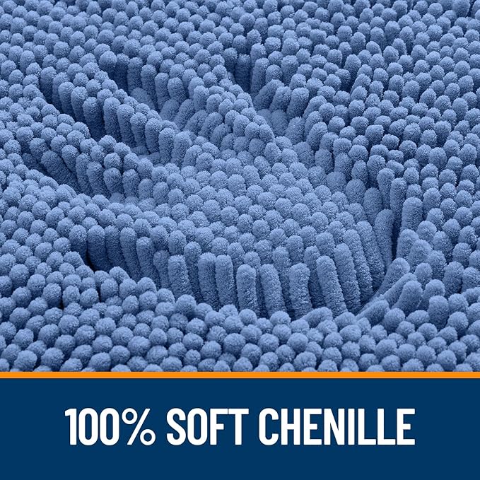 OLANLY Bathroom Rugs 30x20, Extra Soft Absorbent Chenille Bath Rugs, Rubber Backing Quick Dry, Machine Washable Bath Mats for Bathroom Floor, Tub and Shower, Home Decor Accessories, Cornflower Blue