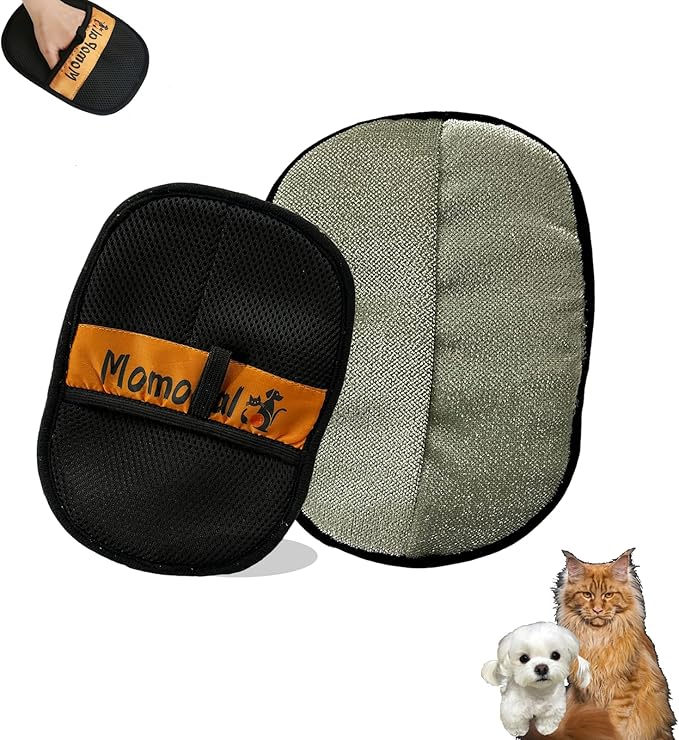 QISHENG - Pet Hair Removal Glove for Dogs & Cats,Reusable/Washable/Electrostatic Mitt for Furniture, Couch, Carpet, Car Seat&Clothing. Quick Cleaning Grooming Glove, 2Pcs
