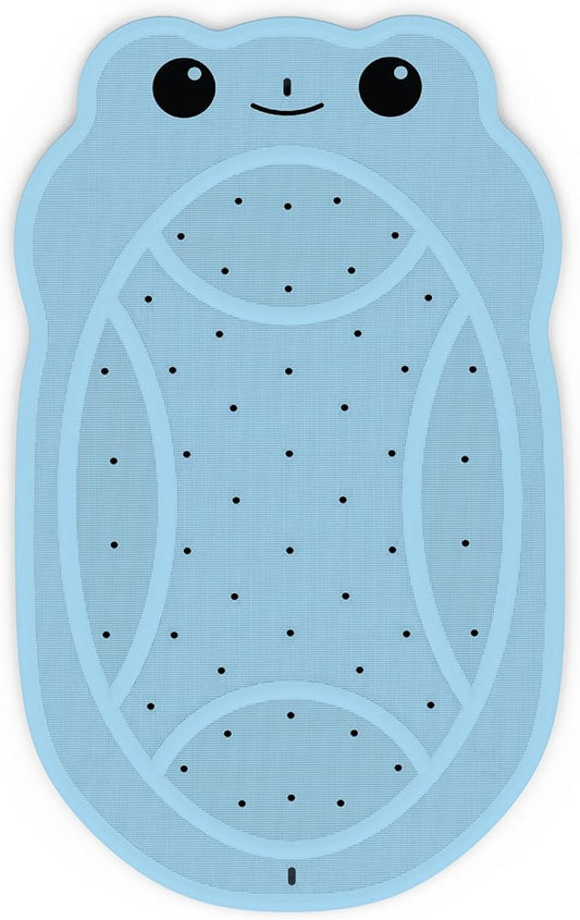 Upgraded Bathtub Mat Non Slip, Kids Bath Mat 30"x 18", Bath Mat for Tub Non Slip with Strong Suction and Textured Surface, Natural Rubber Latex Free PVC Free Safe for Baby, Frog Pattern, Blue
