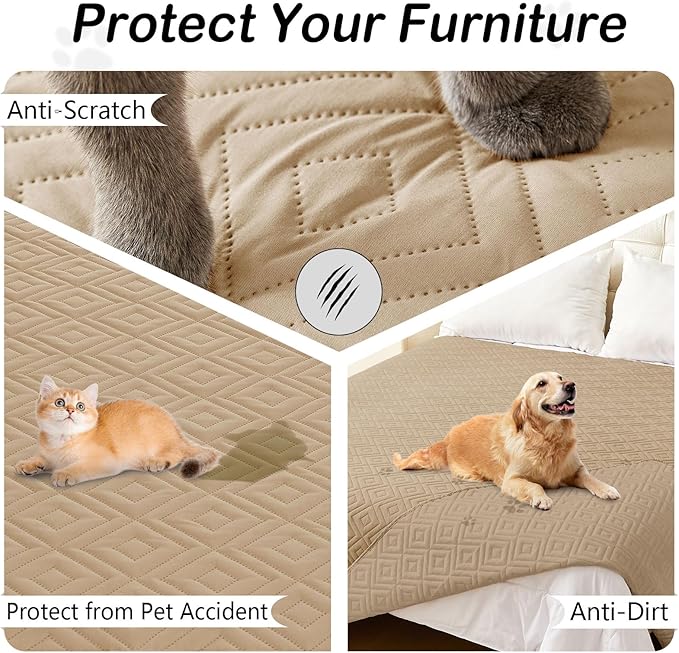 hyha Waterproof Dog Blanket, Soft Dog Bed Cover Pet Blankets, Waterproof Sofa Couch Cover for Dogs Washable, Reversible Pet Couch Covers for Sofa Furniture (30x70 Inch, Camel/Camel)