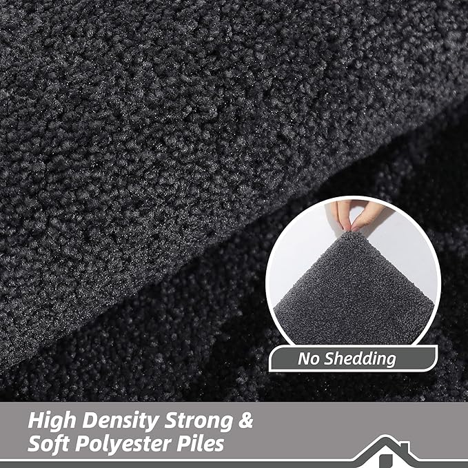 BEQHAUSE Door Mat Dirt Trapper Non Slip Entryway Rugs Absorbent Welcome Mat Low Profile Washable Front Door Mat for Muddy Paws,Entrance,Hallway, 32" x 48",Black