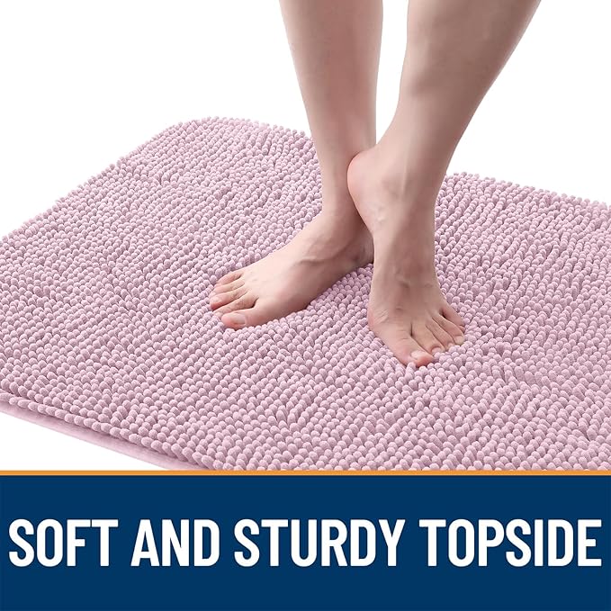 OLANLY Dog Door Mat for Muddy Paws 40x32, Absorbs Moisture and Dirt, Absorbent Non-Slip Washable Doormat, Quick Dry Chenille Mud Mat for Dogs, Entry Indoor Entryway Carpet for Inside Floor, Dusty Rose