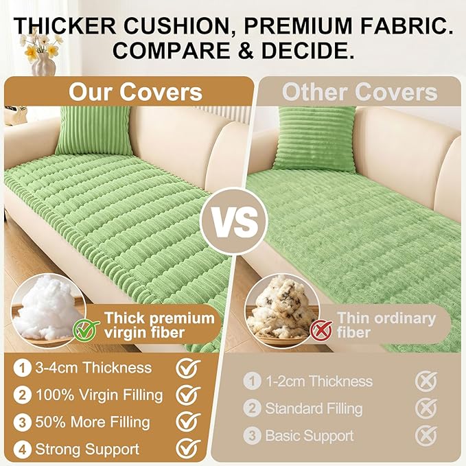 Smiry Couch Cover for Dogs, Non Slip Washable Sofa Protector for Pets, Soft Furniture Cover for Pet, Stylish Sofa Covers, Cozy Protect Against Fur, Dirt & Everyday Messes (Grass Green, 35.4" x 95")