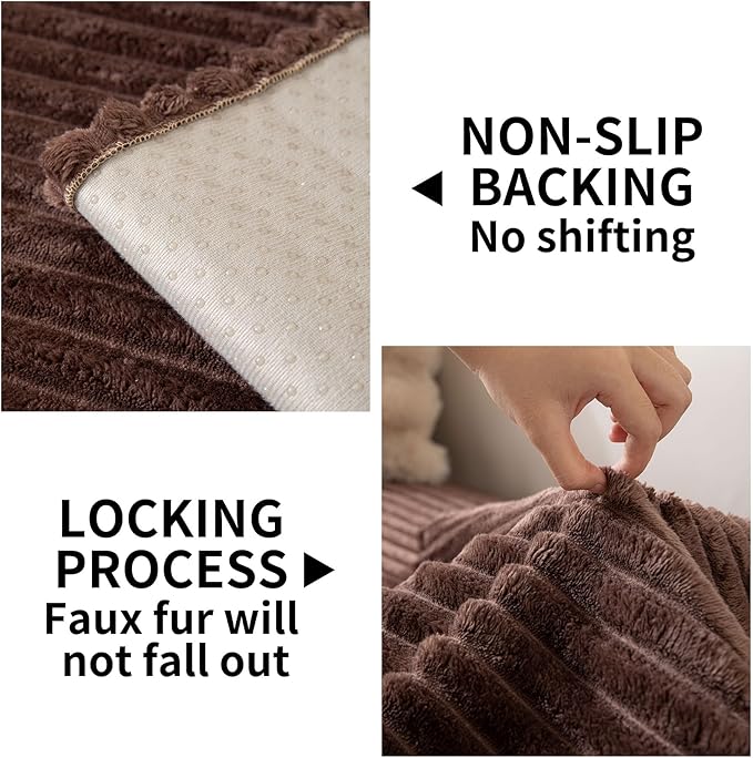 HAOMAIJIA Waterproof Couch Cover for Dogs Washable,Faux Fur Pet Couch Covers for Sofa,Soft Dog Bed Cover Non-Slip Couch Covers for 3 Cushion Couch Sofa Pet Friendly (Brown, 35" x 82" 1 Pack)