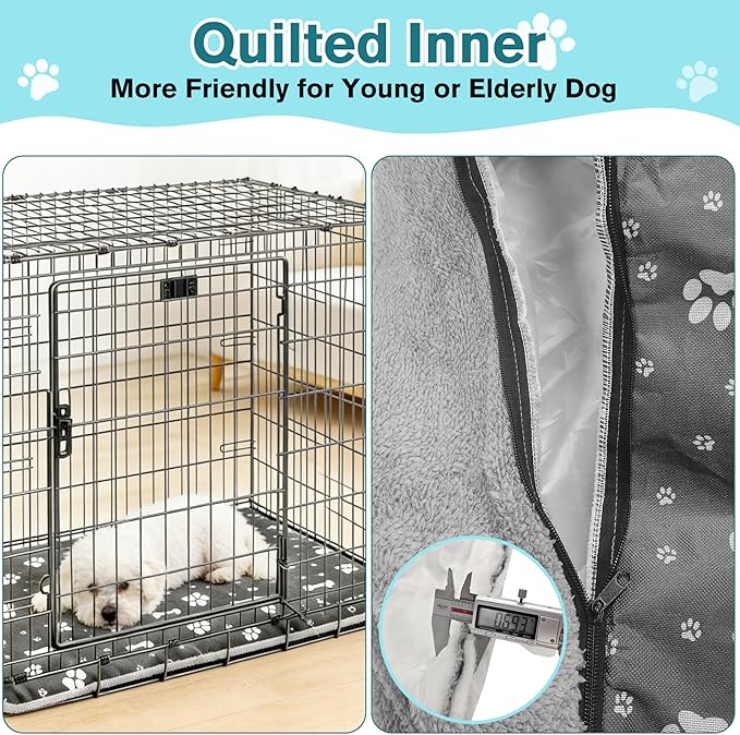 41.7 * 27.9inch Dog Crate Pan Covers Washable Dog Crate Tray Cover Waterproof Oxford Cloth/Soft Flannel Side Fit Bed Liner for Pet Cage Pan