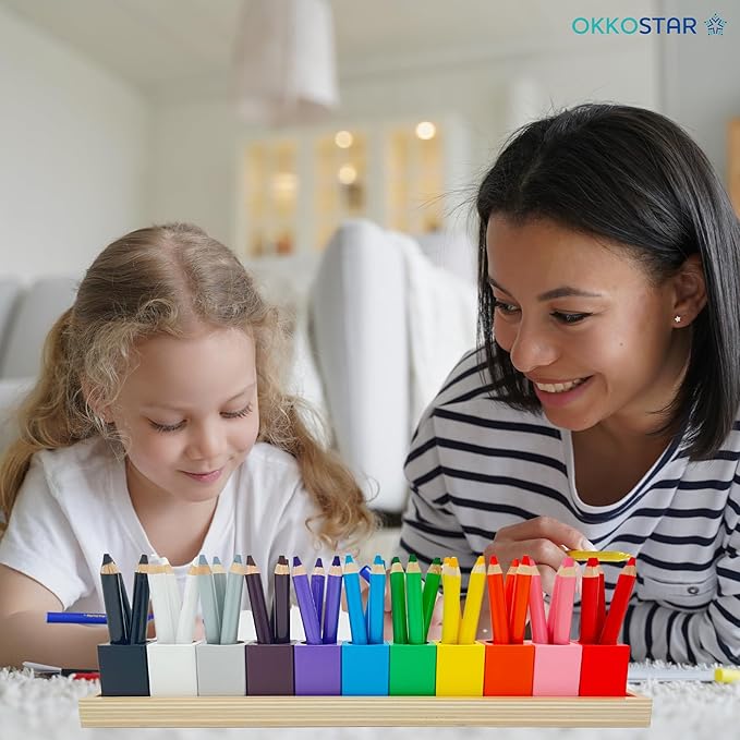 Montessori Crayon Holder for Kids - Craft Supply Organizer - Classroom Storage Caddy Case - Perfect for Colored Pencils [Crayons or Pencils NOT Included] (Standard)