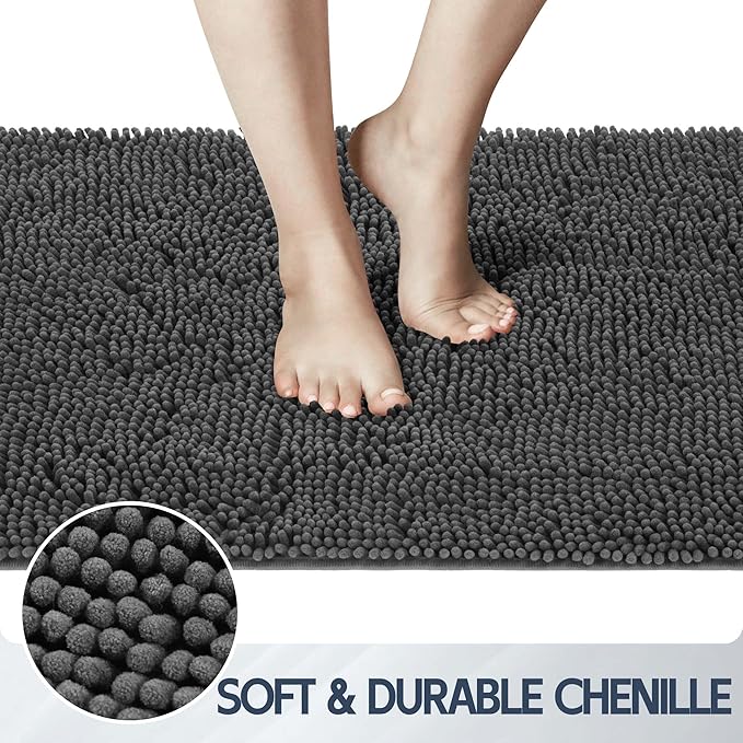 Futurwit Dog Door Mat for Muddy Paws, 72" x 48" Chenille Absorbent Front Door Mat Inside, Large Runner Mud Mat for Dogs, Trap Dirt Washable Non Slip Outdoor Indoor Entrance Doormats, Grey