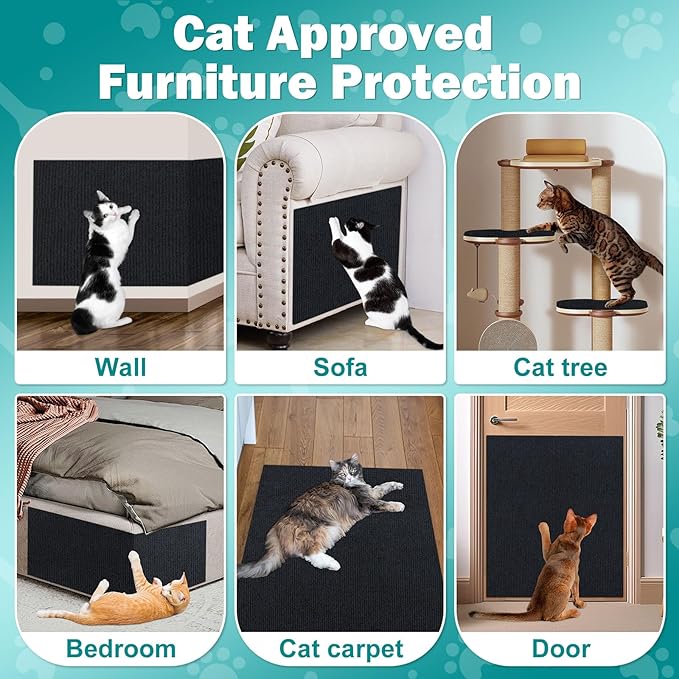 ENONCI 78.7"x15.8" Large Couch Protector from Cat Claws,Anti Scratch Furniture Protector for Cats Corner Wall Scratcher,Replacement for Cat Tree Post Shelves