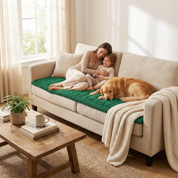 Smiry Couch Cover for Dogs, Non Slip Washable Sofa Protector for Pets, Soft Furniture Cover for Pet, Stylish Sofa Covers, Cozy Protect Against Fur, Dirt & Everyday Messes (Turquoise, 27.6" x 70.9")