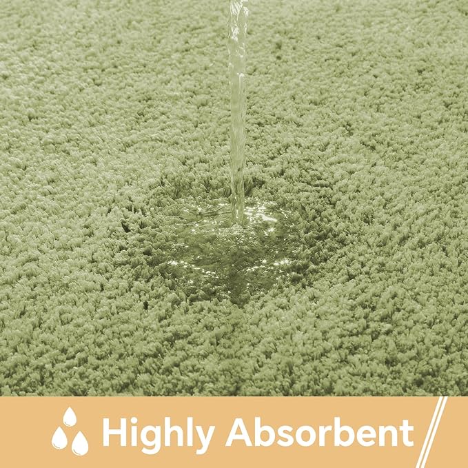 Olive Green Bathroom Rugs 36"x60" - Extra Large Microfiber Bath Mat, Non Slip Absorbent and Washable Bathroom Rug, Plush Fluffy Floor Mat - Ideal for Spacious Bathrooms or Bedrooms