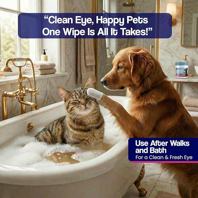 Pet Eye Cleansing Finger Wipes - Zero Irritation Formula Dog Eye Wipes, Eye Wipes for Dogs, Dog Eye Wipes Tear Stain Remover, Cat Eye Wipes, Dog Eye Wipes for Discharge & Crust