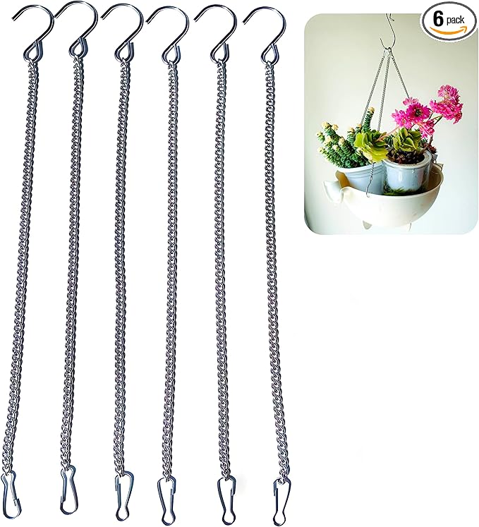 lightstar 6PCS 12Inch Hanging Chain with Hooks for Bird Feeders Lanterns Planters Wind Chimes Billboards Chalkboards Indoor Outdoor Decorative Ornaments Garden Plant Hangers for Flower Basket