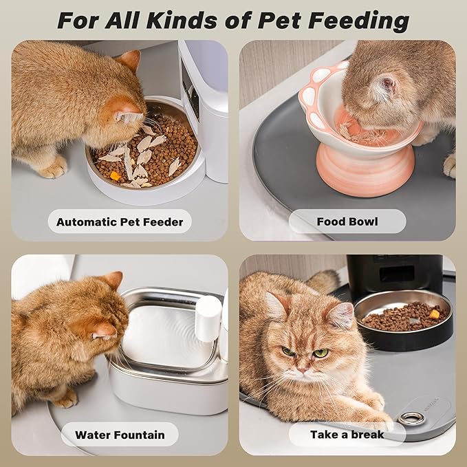 Dog & Cat Mat for Food and Water - Nityers Dog Food Mat for Floors Waterproof with Pocket, High Raised Edges, Thicker BPA Free Silicone, Pet Feeding mat for Bowl, Automatic pet Feeder, Water Fountain