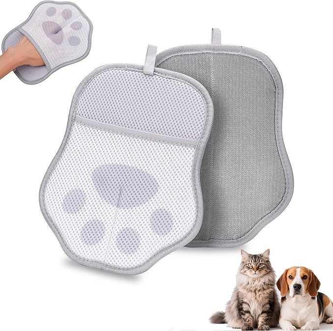 Pet Hair Removal Glove for Cats & Dogs, Reusable Paw Print Electrostatic Pet Hair Remover Tool, Gentle on Couch, Clothing, Carpet, Car Seat