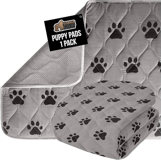 GORILLA GRIP Washable Puppy Pads, Slip Resistant Dog Crate Mat, Waterproof Cloth Pee Pad for Training Puppies in Playpen, Reusable Pet Incontinence Blanket, Protects Sofa, Furniture, Floors, 22x16