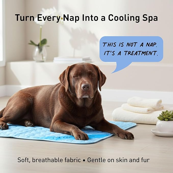 INSPECTOR TAIL Dog Cooling Mat - No Freeze Needed, Self-Cooling Pad for Giant Dogs, Washable Portable for Crate Kennel Car Sofa Bed Floor, Indoor Outdoor Summer Use, 59"x39" with Carry Bag