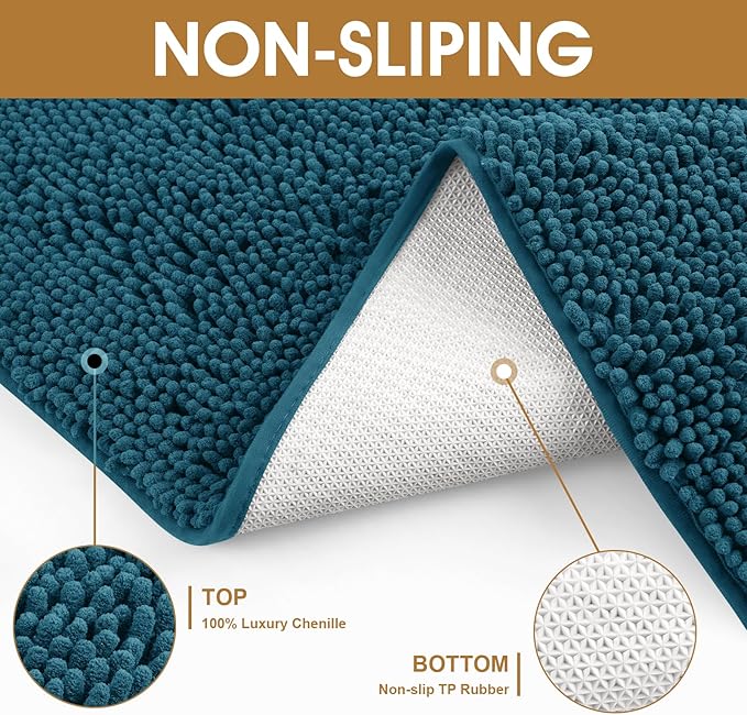 IM HOME Extra Large Dog Door Mats for Muddy Paws, 60" x 36" Chenille Absorbent Mud Mat for Dogs, Non Slip Heavy Indoor Door Mat for Dogs, Soft Dog Mat for Entryway, Mud Paw, Inside Floor, Teal Blue
