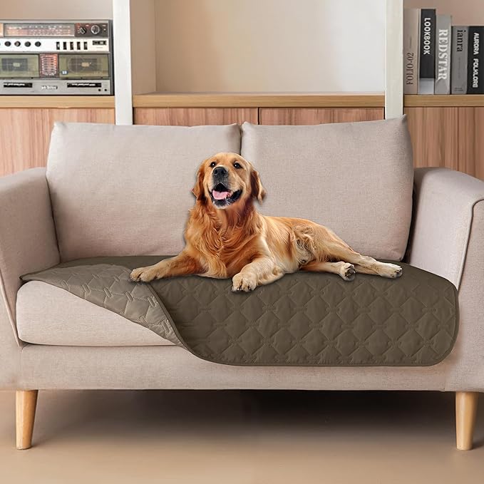 gogobunny 100% Double Sided Waterproof Dog Blanket Soft Pet Bed Cover Reversible Protect Furniture Couch Sofa Car for Puppy Cat Kids (Dark Walnut/Light Walnut, 32x53 Inch (Pack of 1))