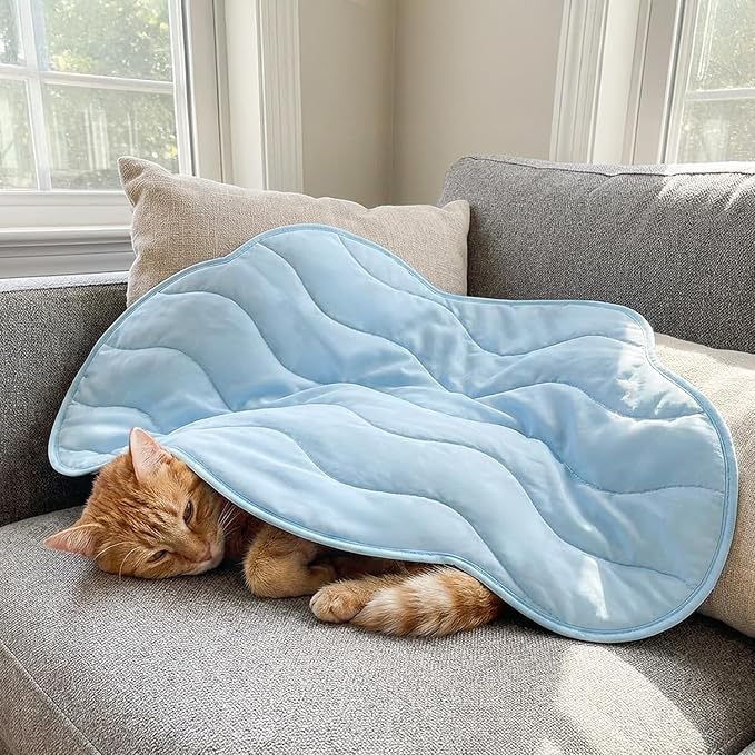 PetAmi Dog Cooling Mat, Cloud Shape, Reversible Cooling Nylon Blanket Soft Fleece Pet Pad for Dogs Cats, Summer All Season Use Q-Max>0.3, Medium 38x48 in, Light Blue