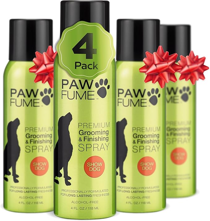 PAWFUME Dog Perfume Spray Long Lasting Scent for Grooming, Show Dog, 4-Pack – Keep Your Pup Fresh All Day – Hypoallergenic, Alcohol-Free, Detangling Formula – Moisturizing Pet Cologne Spray for Dogs