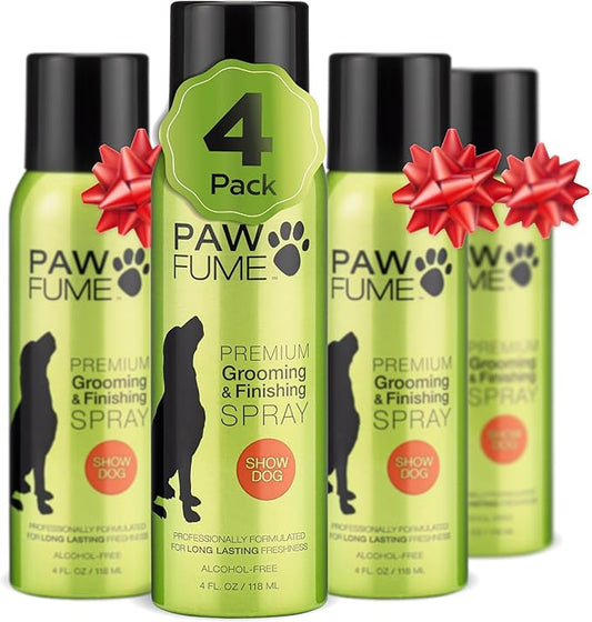 PAWFUME Dog Perfume Spray Long Lasting Scent for Grooming, Show Dog, 4-Pack – Keep Your Pup Fresh All Day – Hypoallergenic, Alcohol-Free, Detangling Formula – Moisturizing Pet Cologne Spray for Dogs