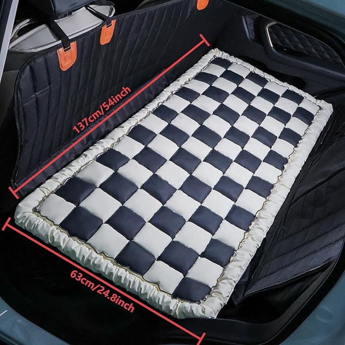 AEEISHOMEREFORM Dog Bed Mat for Car Back Seat，Waterproof Backseat Pet Bed Pad，Non-Slip Dog Car Seat Cover，Leather Pet Cushion Fit for Backseat Extenders and Trucks SUV (Dark Gray, 24.8x54 inch)