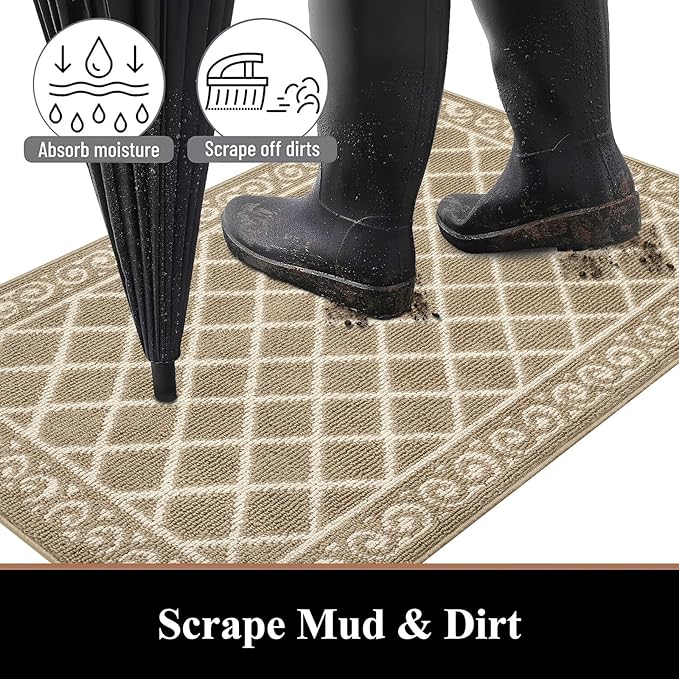 HEBE Indoor Door Mat 32"x48" Non Slip Front Door Welcome Mats Washable Shoe Mats Dirt Trapper for Entryway Low Profile Kitchen Carpet for Entrance Hallways Entrance Mat for Dogs
