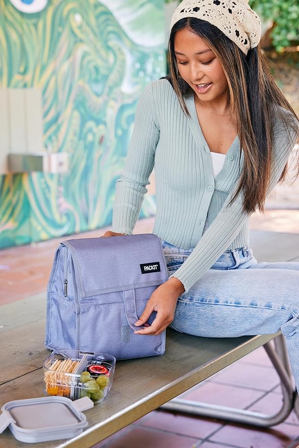 PackIt® Freezable Lunch Bag, Mulberry Tie Dye, Built with EcoFreeze® Technology, Foldable, Reusable, Zip and Velcro Closure with Buckle Handle, Designed for Work Lunch and Fresh Lunch On the Go