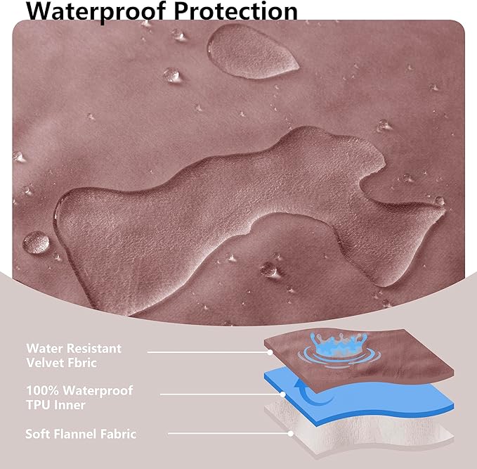 Tuffeel Waterproof Blanket for Bed King Size, Leak Proof Dog Couch Blankets Reversible, Pet Throw Sofa Furniture Protector Machine Washable-82 x108,Burgundy Red+Cream