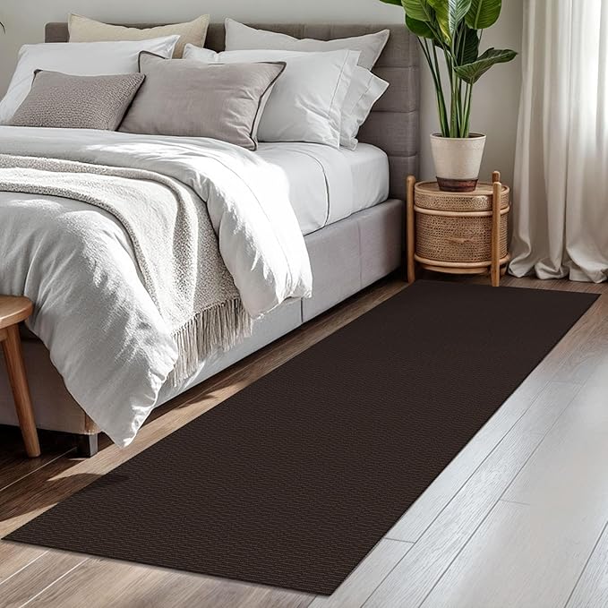KOZYFLY Washable Runner Rug 2x7 ft Hallway Runner Kitchen Runner Rugs with Rubber Backing Bobo Entryway Runner Indoor, Carpet Runners for Hall Entrance Bedroom, Dark Coffee/Brown