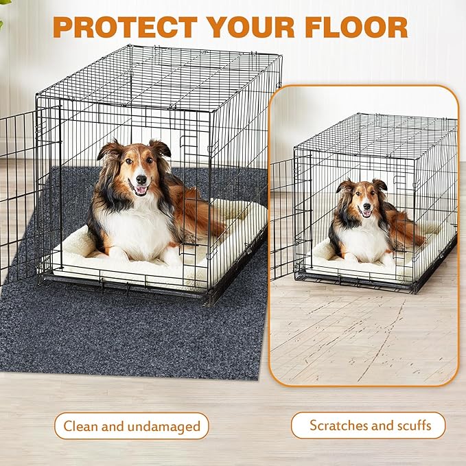 TRINKA Dog Crate Mat Liner, 46" X 60" X 0.2" Extra Large Waterproof Non-Slip Mat for Under Dog Kennel, Absorbs Urine Washable Reusable Under Pet Crate Pad to Protect Floors (Dark Gray)