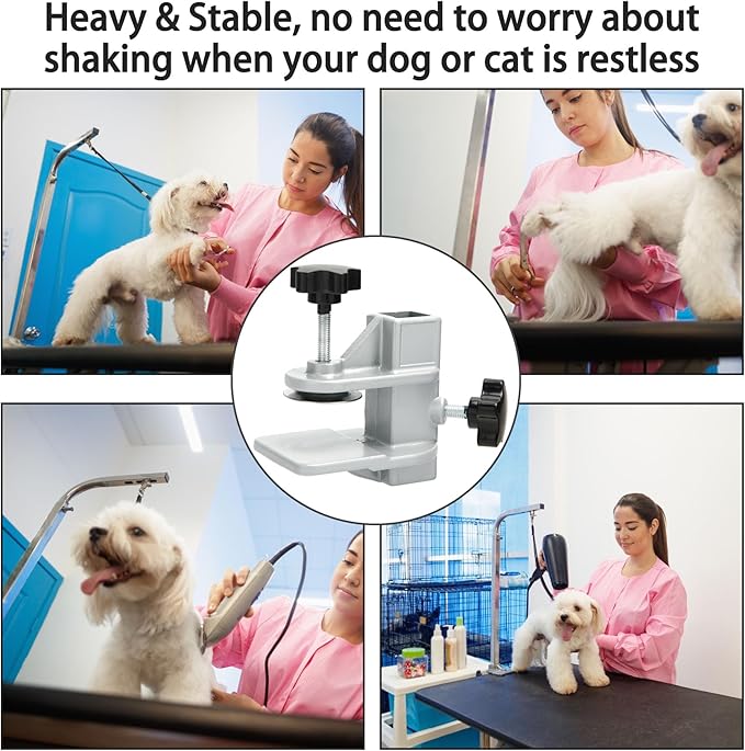 2Pack Pet Grooming Table Arms Clamp Metal, Heavy Duty Aluminium Alloy Dog Cat Hair Cut Holder Accessories Fixture Fixation (Inner Dia 22 * 22mm)