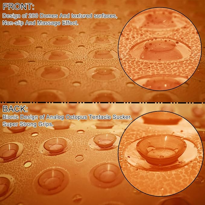 Bathtub Mats for Shower Tub, Extra Long Non-Slip 39 x 16 Inch Bath Mat with Drain Holes and Suction Cups, BathMat for Bathroom with Machine Washable (Clear Brown)