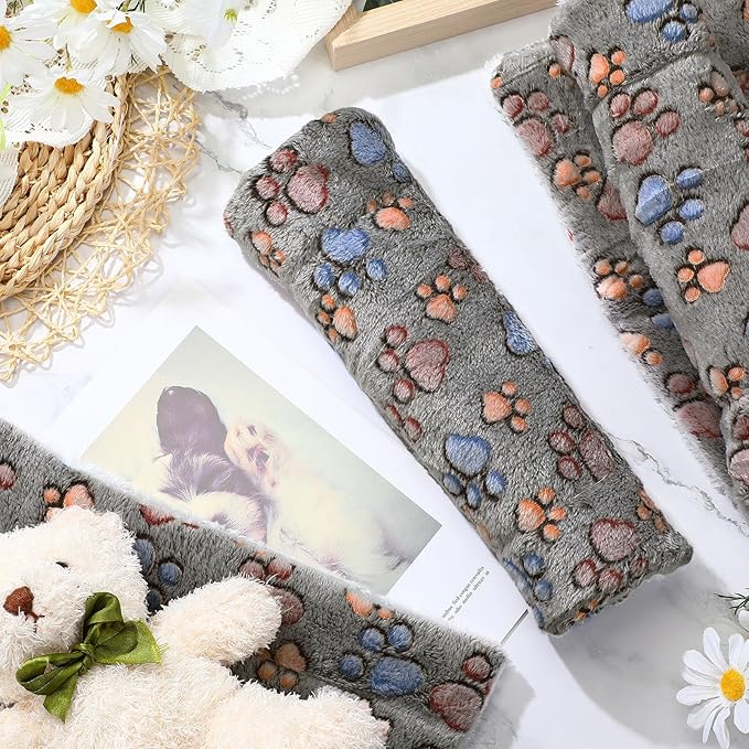 Tuanse 4 Pack Ultra Soft Dog Cat Bed Mat with Cute Prints Reversible Fleece Dog Crate Kennel Pad Cozy Washable Thickened Hamster Guinea Pig Pet Bed Mat for Small Animals(21 x 14 Inches,Gray)