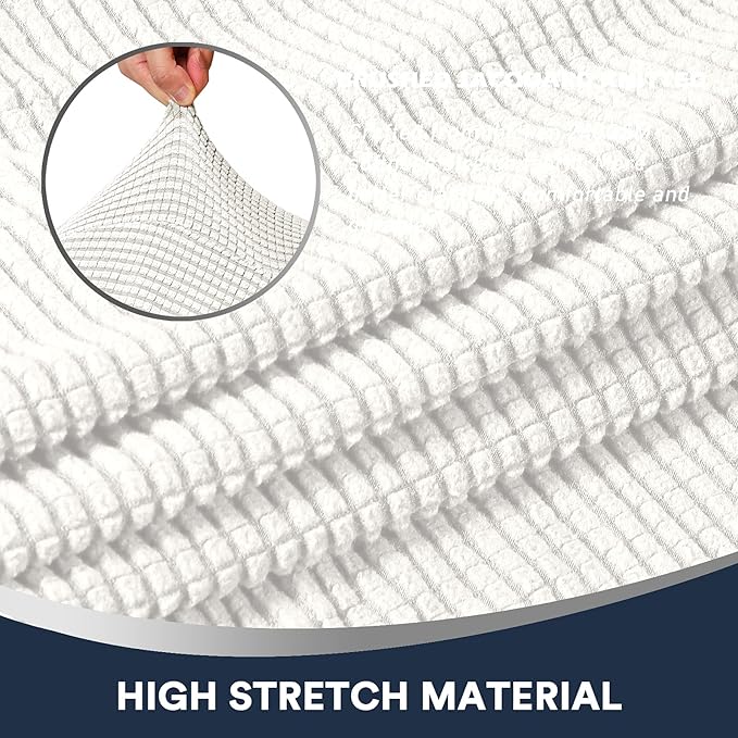 Stretch Sofa Armrest Covers - Spandex Jacquard Anti-Slip Protector for Chairs, Sofas, Couch, Recliner - Set of 2, Off White